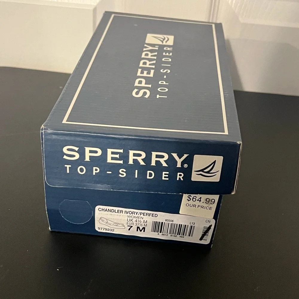 NIB Sperry Women's Chandler Ivory/Perforated Flats - Picture 2 of 2